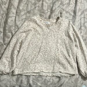 Women's Cream Leopard Print Sweater